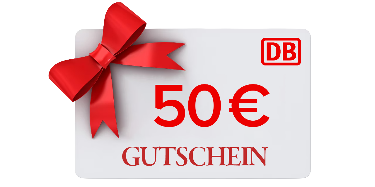 50€ Reisegutschein – Bahn Geschenkkarte im DB-Design